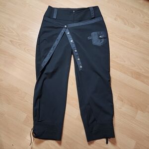 X-Wind Collection Wrap Black Pants Buckle Pleat Hem Size‎ 44 Large